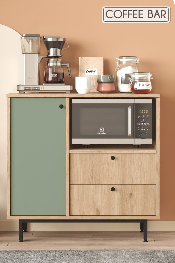 Royce Serisi Kahve Köşesi Çok Amaçlı Dolap Mutfak Dolabı Sepet-Ihlamur Yeşili RE1-SY