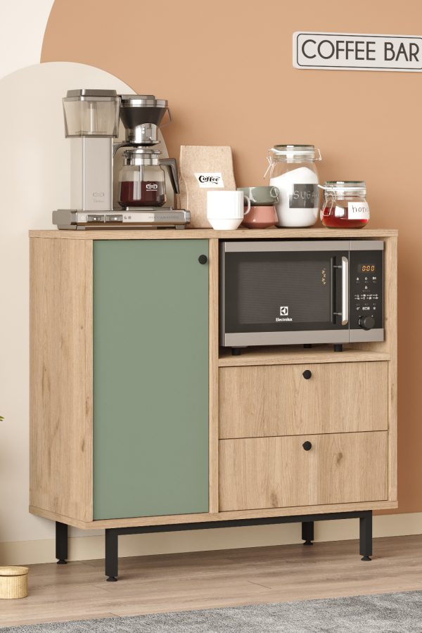 Royce Serisi Kahve Köşesi Çok Amaçlı Dolap Mutfak Dolabı Sepet-Ihlamur Yeşili RE1-SY