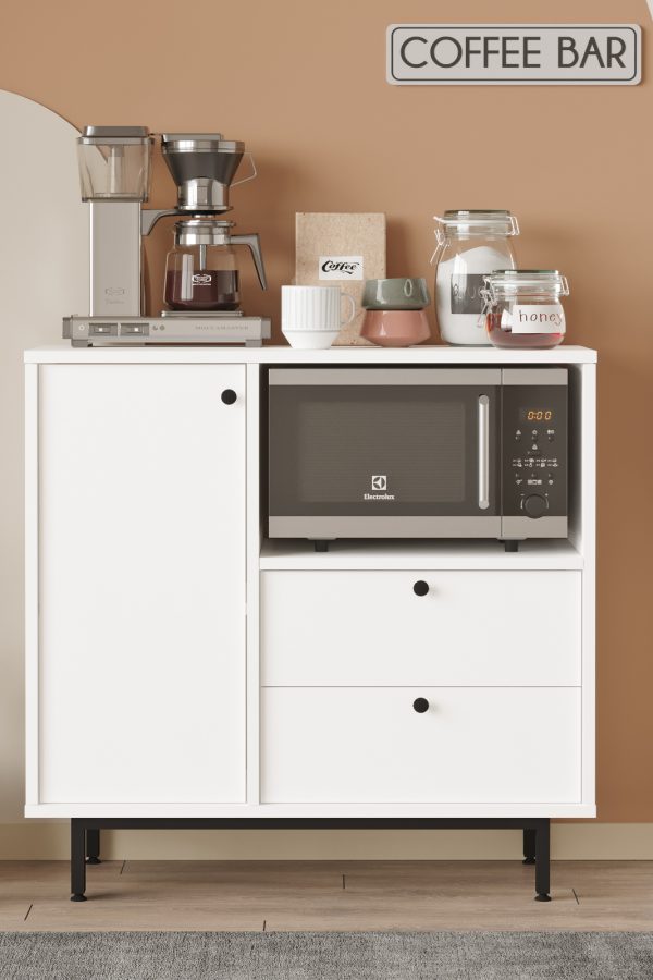 Royce Serisi Kahve Köşesi Çok Amaçlı Dolap Mutfak Dolabı Beyaz RE1-W