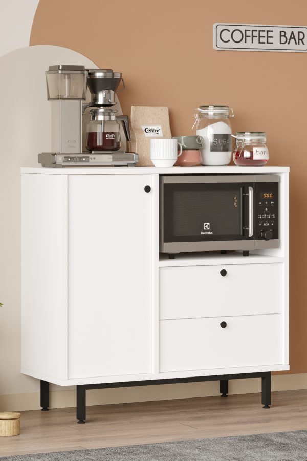 Royce Serisi Kahve Köşesi Çok Amaçlı Dolap Mutfak Dolabı Beyaz RE1-W