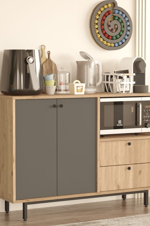 Royce Serisi Kahve Köşesi Çok Amaçlı Dolap Mutfak Dolabı Sepet-Antrasit RE2-SA