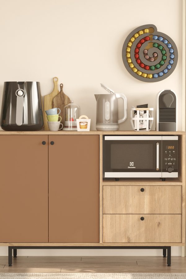 Royce Serisi Kahve Köşesi Çok Amaçlı Dolap Mutfak Dolabı Sepet-Kiremit RE2-SK