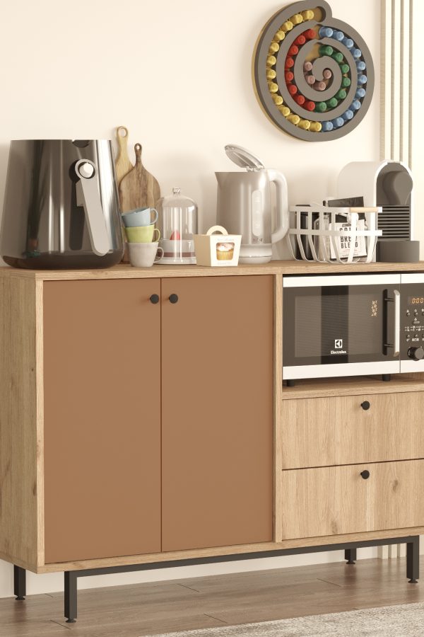 Royce Serisi Kahve Köşesi Çok Amaçlı Dolap Mutfak Dolabı Sepet-Kiremit RE2-SK