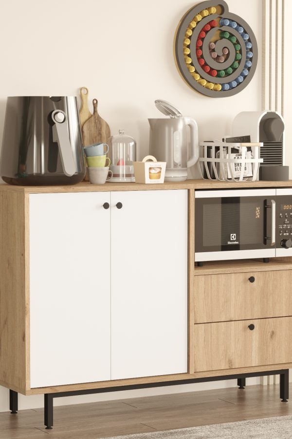 Royce Serisi Kahve Köşesi Çok Amaçlı Dolap Mutfak Dolabı Sepet-Beyaz RE2-SW