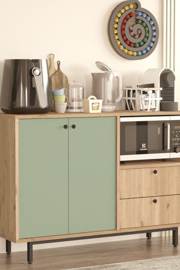 Royce Serisi Kahve Köşesi Çok Amaçlı Dolap Mutfak Dolabı Sepet-Ihlamur Yeşili RE2-SY