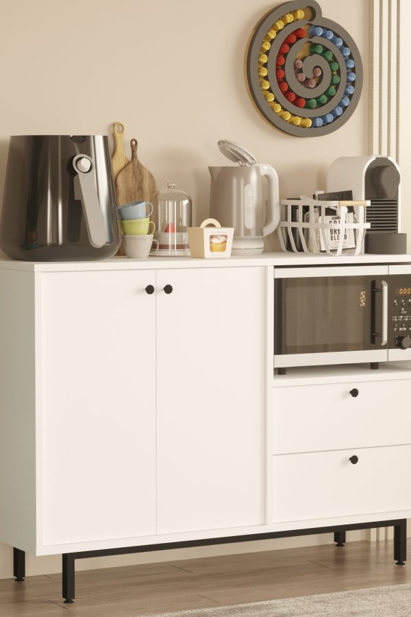 Royce Serisi Kahve Köşesi Çok Amaçlı Dolap Mutfak Dolabı Beyaz RE2-W