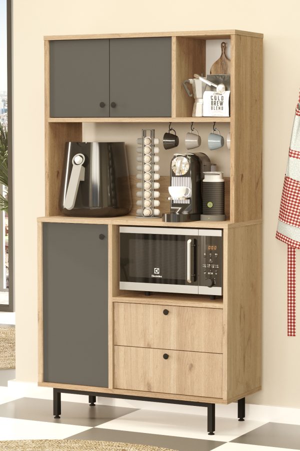 Royce Serisi Kahve Köşesi Çok Amaçlı Dolap Mutfak Dolabı Sepet-Antrasit RE3-SA