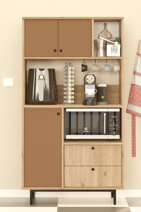 Royce Serisi Kahve Köşesi Çok Amaçlı Dolap Mutfak Dolabı Sepet-Kiremit RE3-SK