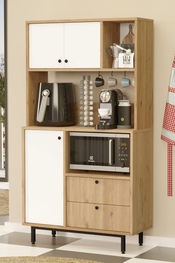 Royce Serisi Kahve Köşesi Çok Amaçlı Dolap Mutfak Dolabı Sepet-Beyaz RE3-SW