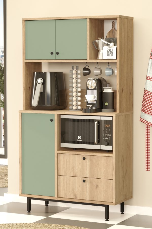 Royce Serisi Kahve Köşesi Çok Amaçlı Dolap Mutfak Dolabı Sepet-Ihlamur Yeşili RE3-SY