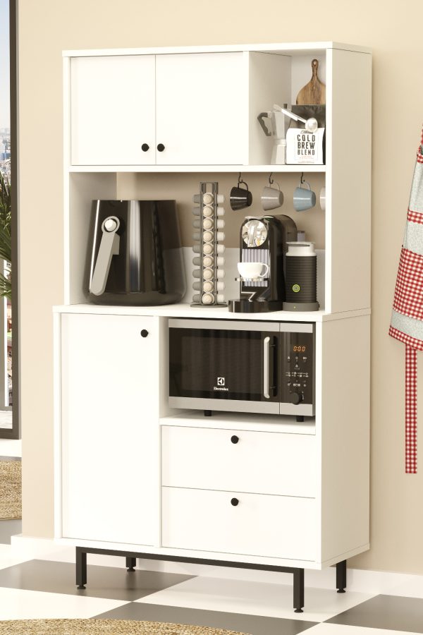 Royce Serisi Kahve Köşesi Çok Amaçlı Dolap Mutfak Dolabı Beyaz RE3-W