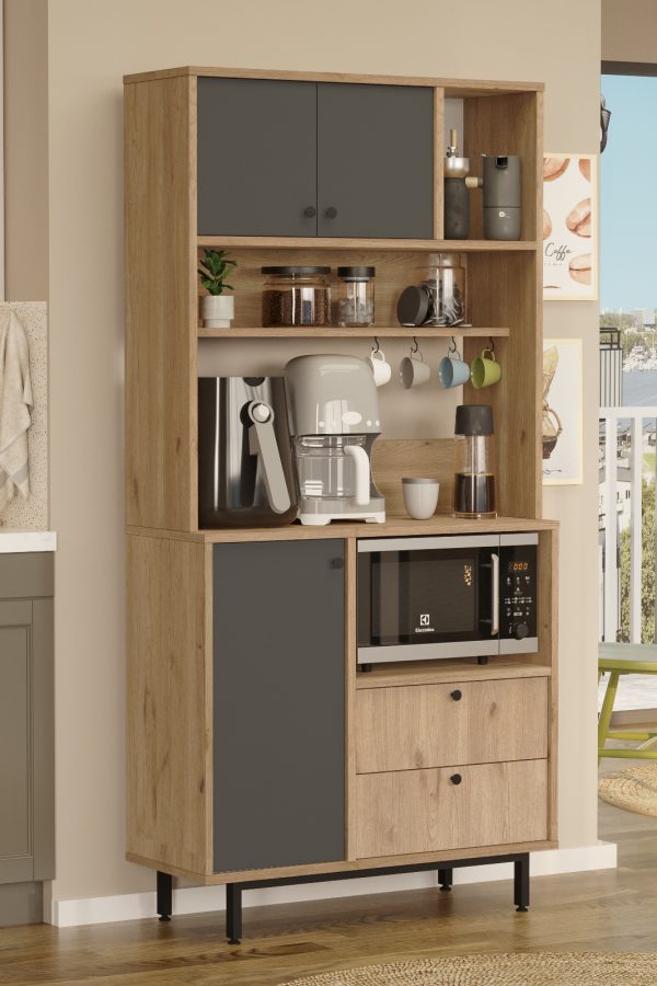 Royce Serisi Kahve Köşesi Çok Amaçlı Dolap Mutfak Dolabı Sepet-Antrasit RE4-SA