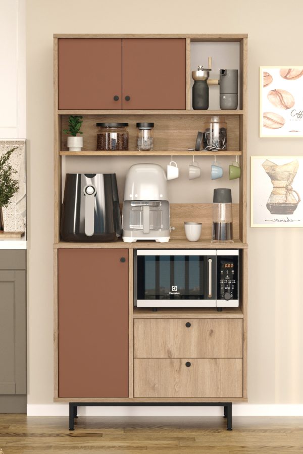 Royce Serisi Kahve Köşesi Çok Amaçlı Dolap Mutfak Dolabı Sepet-Kiremit RE4-SK