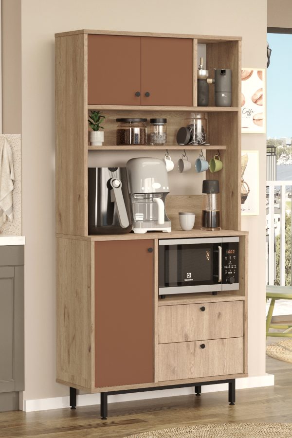 Royce Serisi Kahve Köşesi Çok Amaçlı Dolap Mutfak Dolabı Sepet-Kiremit RE4-SK