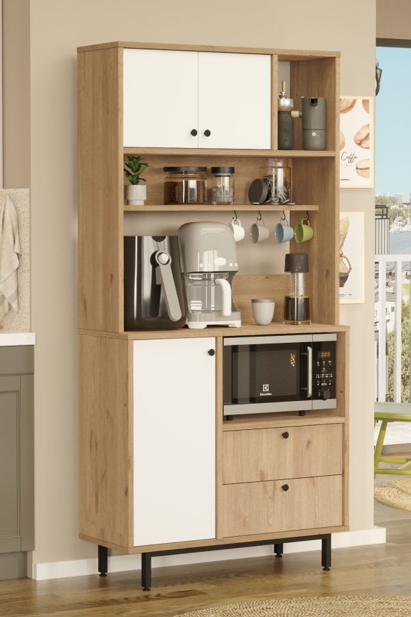 Royce Serisi Kahve Köşesi Çok Amaçlı Dolap Mutfak Dolabı Sepet-Beyaz RE4-SW