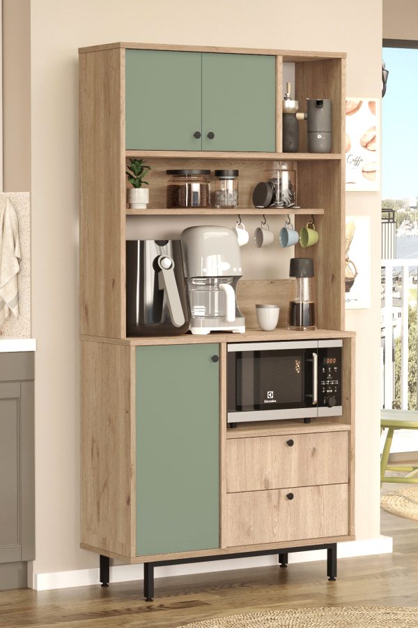 Royce Serisi Kahve Köşesi Çok Amaçlı Dolap Mutfak Dolabı Sepet-Ihlamur Yeşili RE4-SY