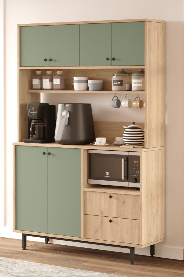 Royce Serisi Kahve Köşesi Çok Amaçlı Dolap Mutfak Dolabı Sepet-Ihlamur Yeşili RE5-SY