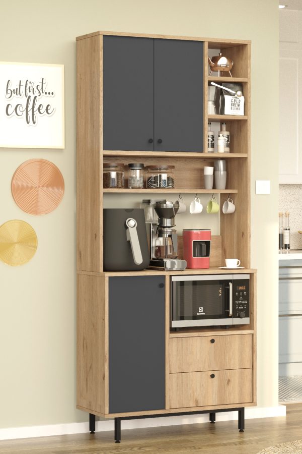 Royce Serisi Kahve Köşesi Çok Amaçlı Dolap Mutfak Dolabı Sepet-Antrasit RE6-SA