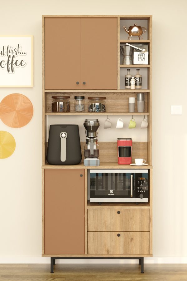 Royce Serisi Kahve Köşesi Çok Amaçlı Dolap Mutfak Dolabı Sepet-Kiremit RE6-SK