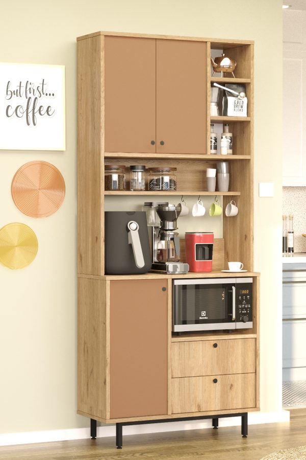 Royce Serisi Kahve Köşesi Çok Amaçlı Dolap Mutfak Dolabı Sepet-Kiremit RE6-SK