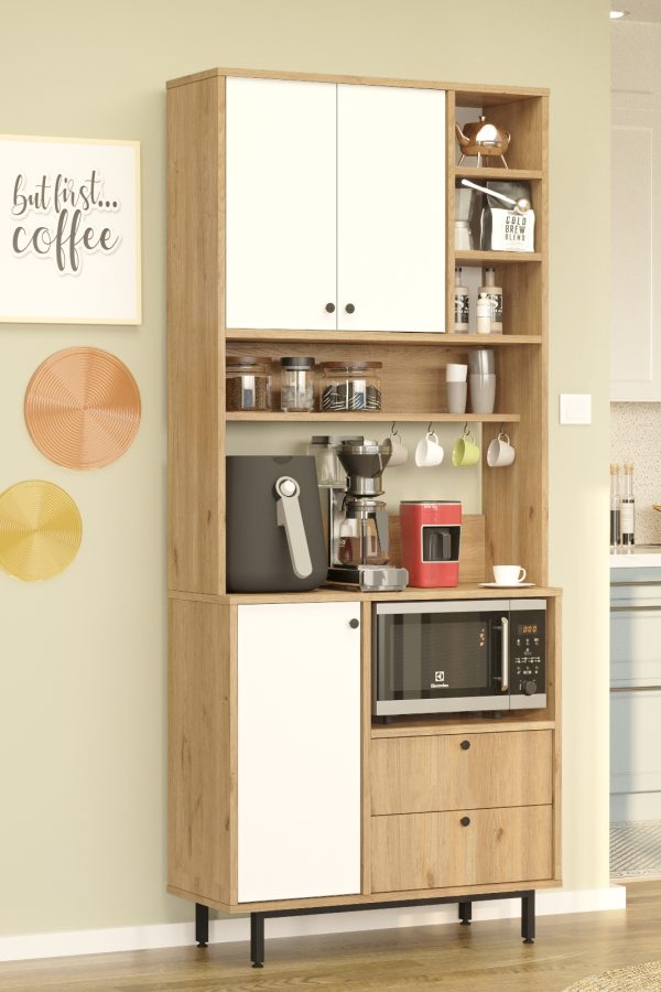 Royce Serisi Kahve Köşesi Çok Amaçlı Dolap Mutfak Dolabı Sepet-Beyaz RE6-SW