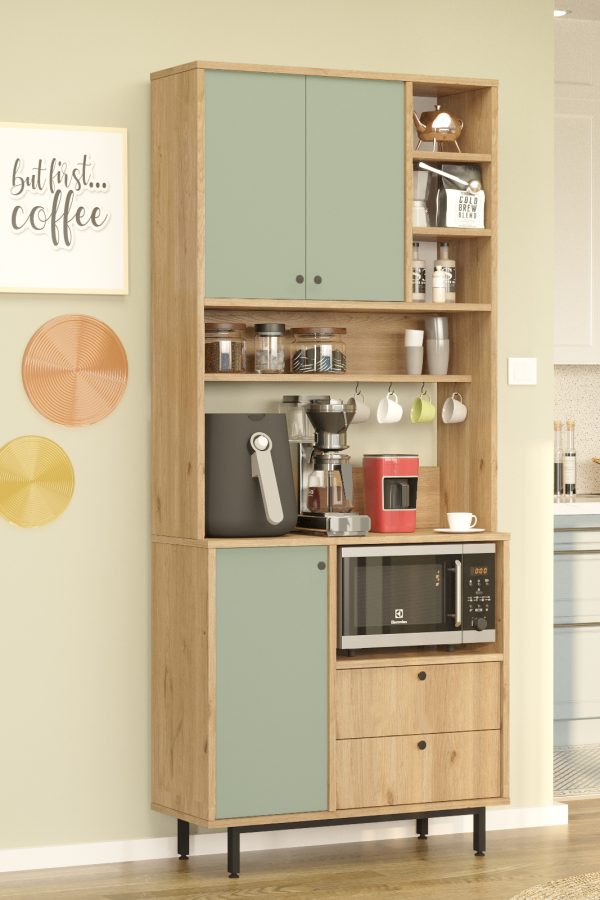 Royce Serisi Kahve Köşesi Çok Amaçlı Dolap Mutfak Dolabı Sepet-Ihlamur Yeşili RE6-SY