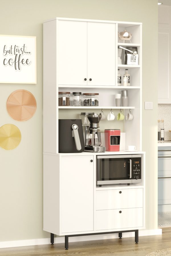 Royce Serisi Kahve Köşesi Çok Amaçlı Dolap Mutfak Dolabı Beyaz RE6-W