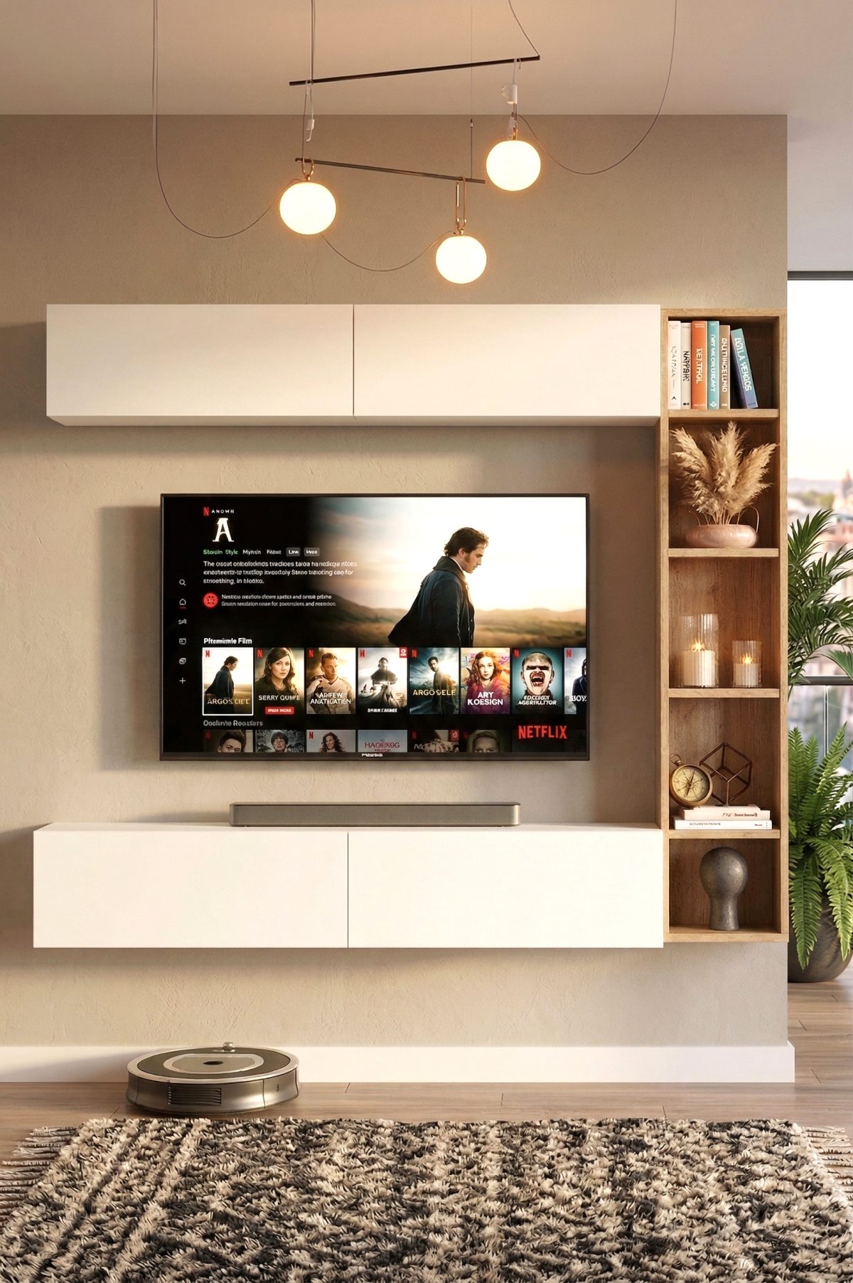 Cohen Tv Ünitesi Kitaplık Duvara Monte Sepet-Beyaz CN1-SW