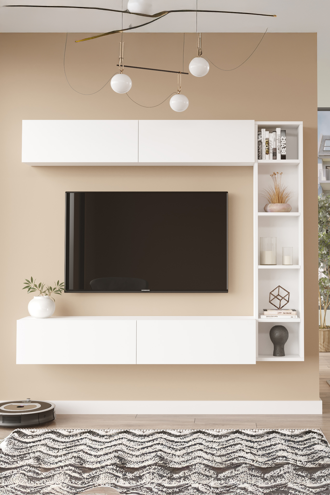 Cohen Tv Ünitesi Kitaplık Duvara Monte Beyaz CN1-W