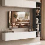 Cohen Tv Ünitesi Kitaplık Duvara Monte Beyaz-Antrasit CN1-WAN