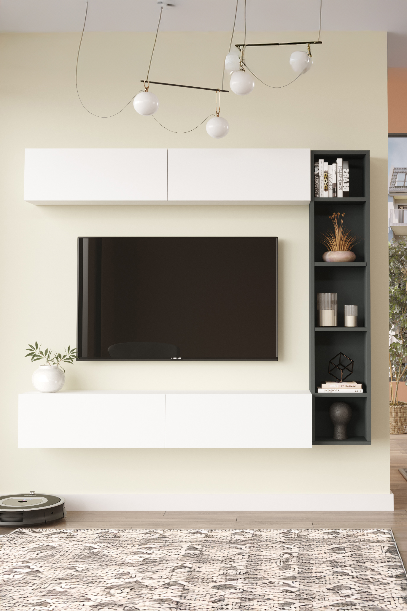 Cohen Tv Ünitesi Kitaplık Duvara Monte Beyaz-Antrasit CN1-WAN Cohen Tv Ünitesi Kitaplık Duvara Monte Beyaz-Antrasit CN1-WAN