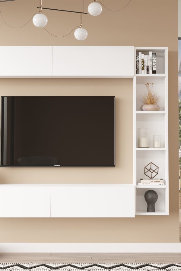 Cohen Tv Ünitesi Kitaplık Duvara Monte Beyaz CN1-W