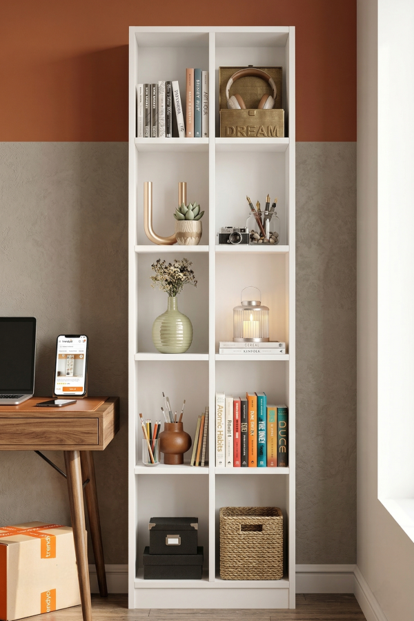 Liora Geniş Kitaplık 10 Raflı 180cm Beyaz LI1-W