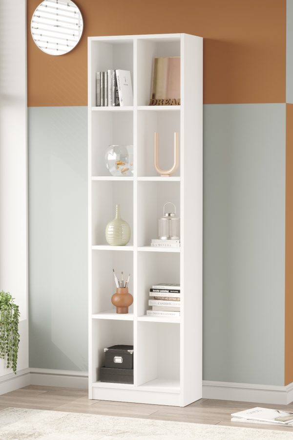 Liora Geniş Kitaplık 10 Raflı 180cm Beyaz LI1-W