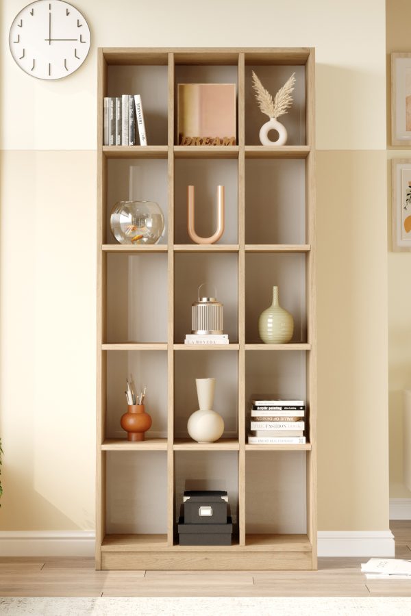 Liora Geniş Kitaplık 15 Raflı 180cm Sepet LI2-S