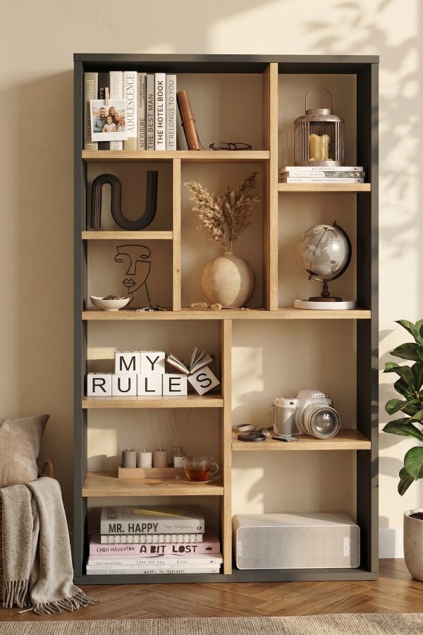 Traft Kitaplık 124cm Sepet-Antrasit TF1-SA