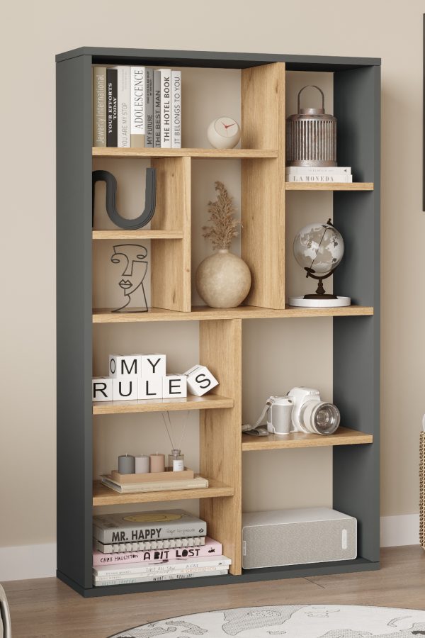 Traft Kitaplık 124cm Sepet-Antrasit TF1-SA