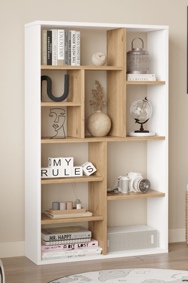 Traft Kitaplık 124cm Sepet-Beyaz TF1-SW