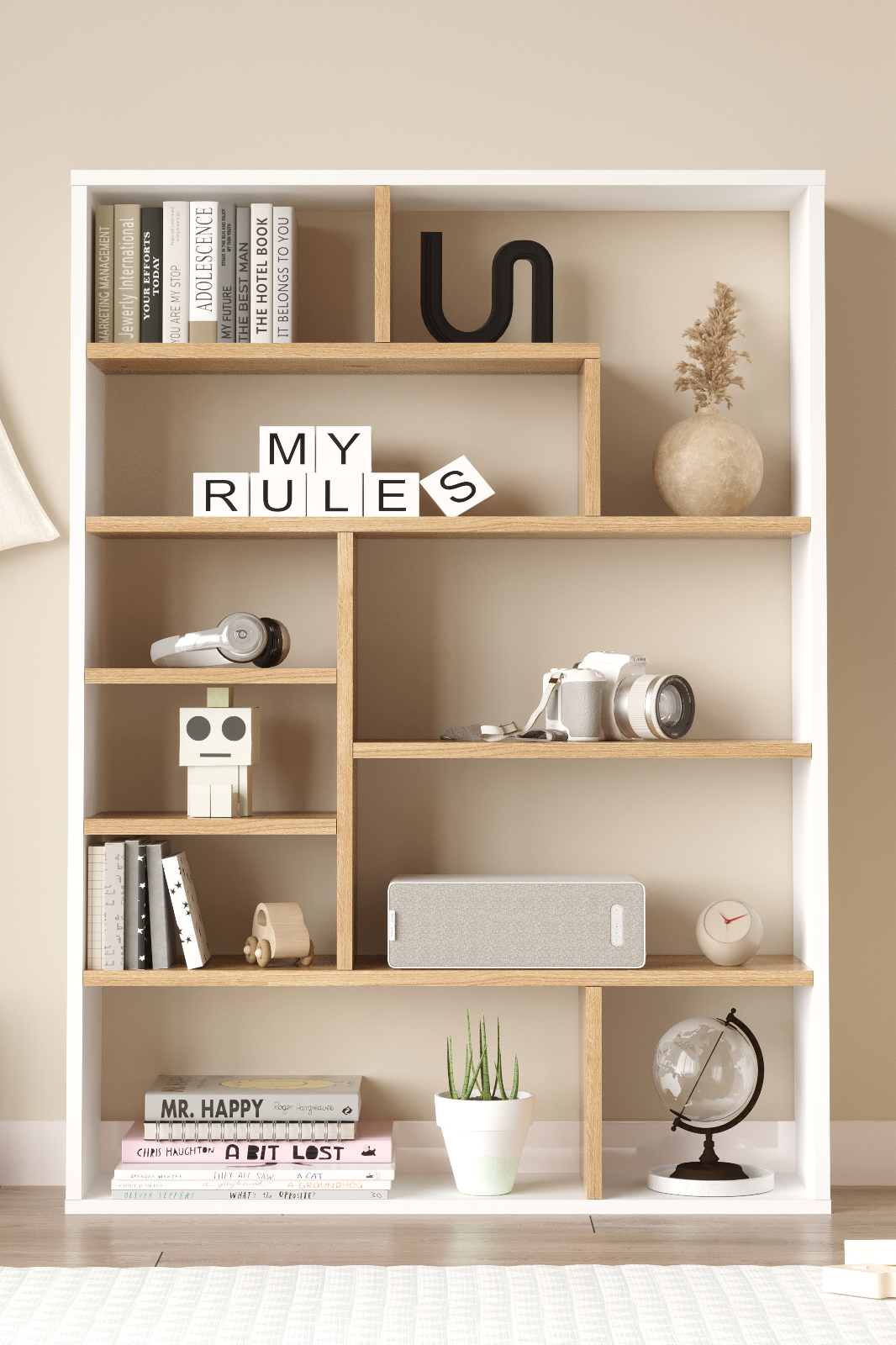 Craft Kitaplık 124cm Sepet-Beyaz CF1-SW