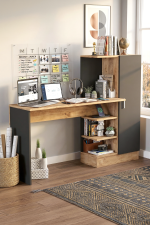 Laura Kitaplıklı Çalışma Masası Atlantik Çam Siyah CT2-AB