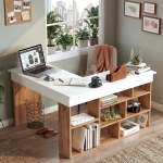 Tywin Kitaplık Raflı Çalışma Masası Çam-Beyaz CT5-AW