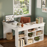 Tywin Kitaplık Raflı Çalışma Masası Beyaz CT5-W