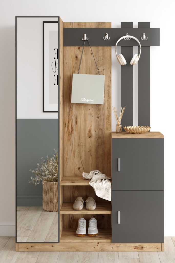 Roger Vestiyer Portmanto Ayakkabılık Çam-Antrasit DD7-AA