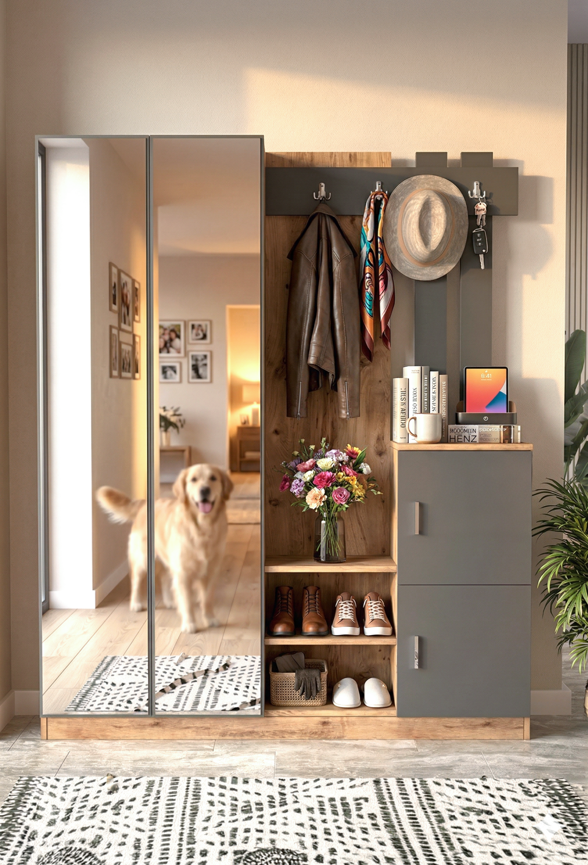 Visor Vestiyer Portmanto Ayakkabılık Çam-Antrasit DD8-AA