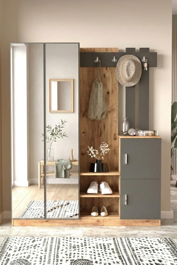 Visor Vestiyer Portmanto Ayakkabılık Çam-Antrasit DD8-AA