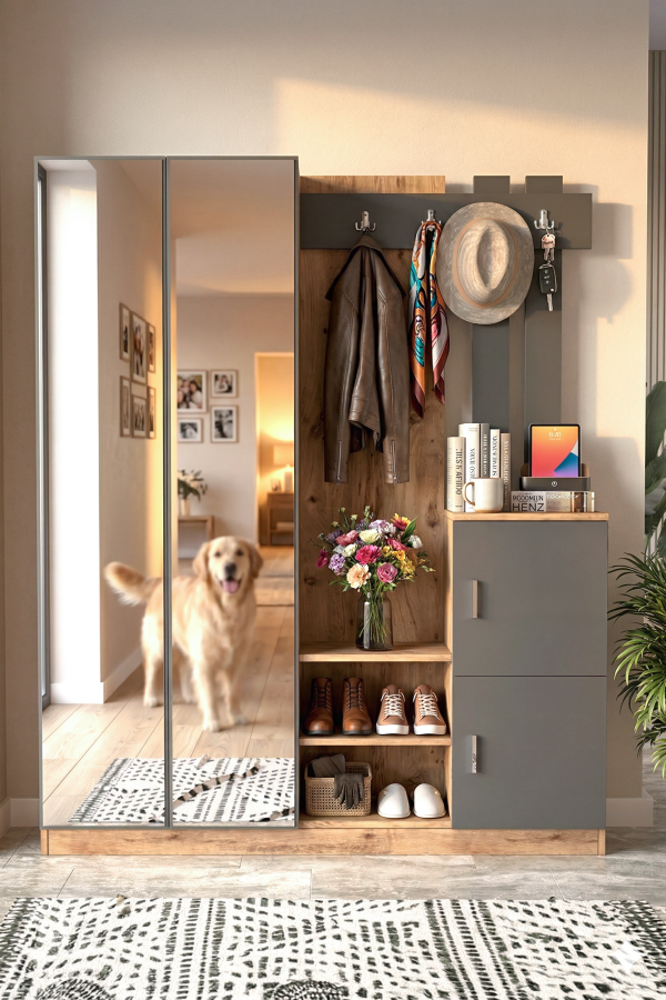 Visor Vestiyer Portmanto Ayakkabılık Çam-Antrasit DD8-AA