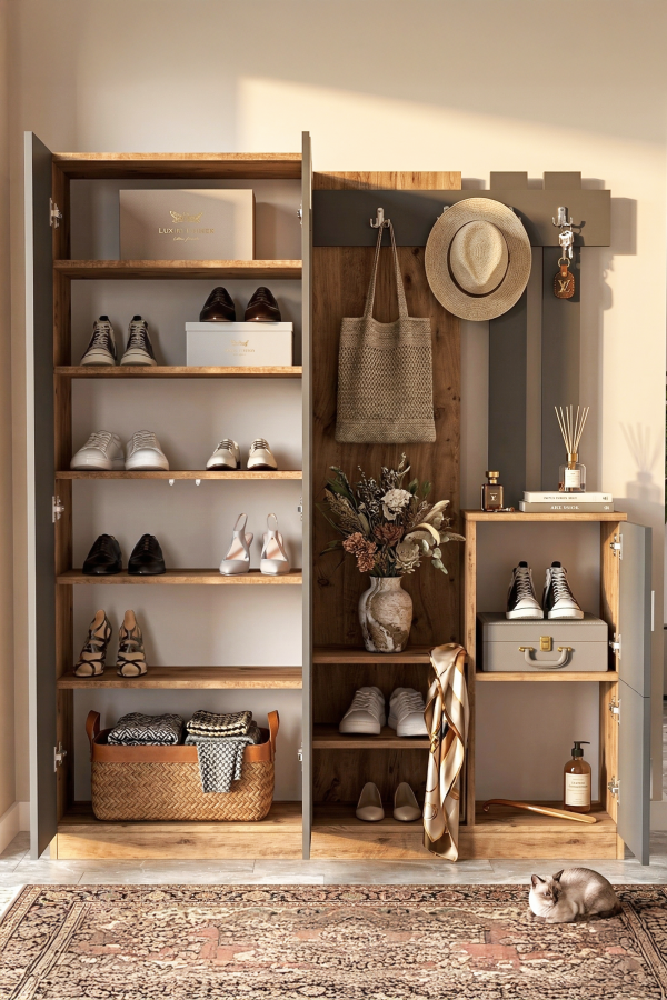 Visor Vestiyer Portmanto Ayakkabılık Çam-Antrasit DD8-AA