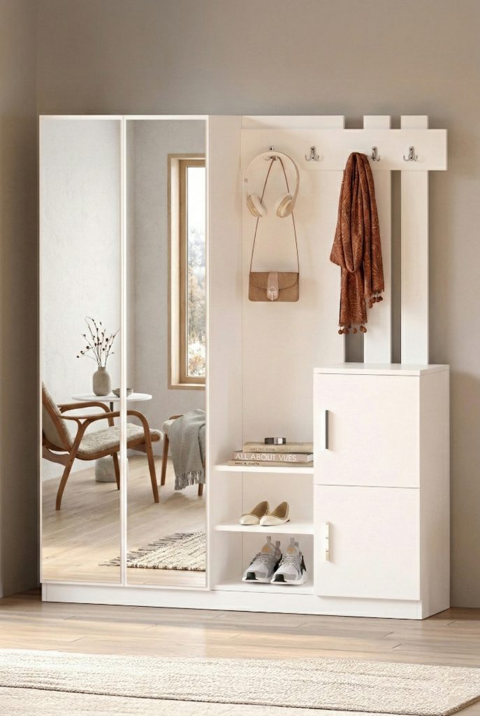 Visor Vestiyer Portmanto Ayakkabılık Beyaz DD8-W