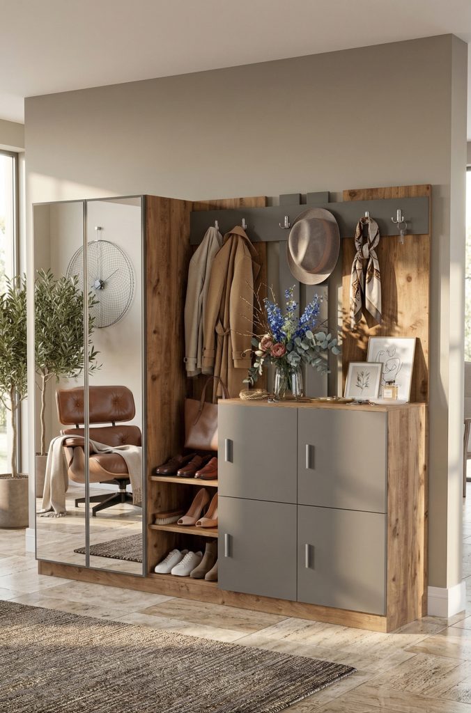 Gibson Vestiyer Portmanto Ayakkabılık Çam-Antrasit DD9-AA