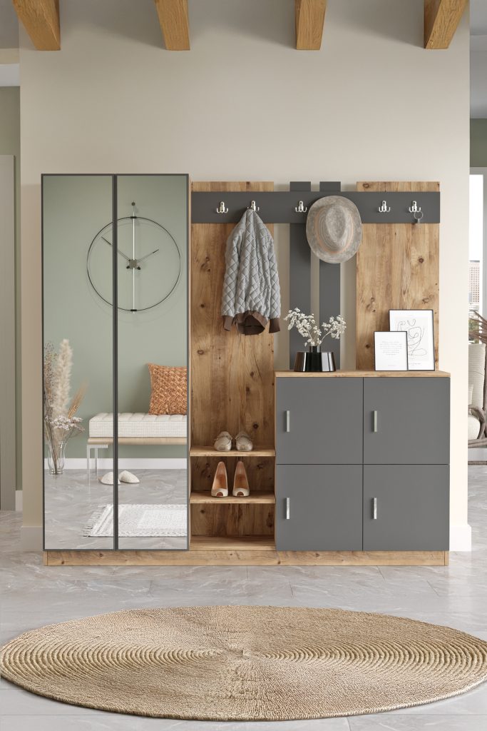 Gibson Vestiyer Portmanto Ayakkabılık Çam-Antrasit DD9-AA